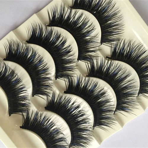 5 пар синие и черные длинные толстые накладные ресницы|false eyelashes handmade|cross false