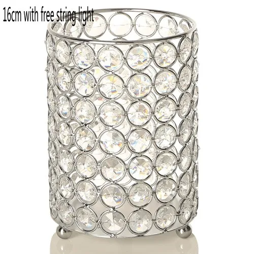 16cm Silver Цилиндрический Стеклянный Подсвечник подсвечники металлическая чашка Хрустальная подставка ваза для дома Свадьба Рождество Хэллоуин украшения Центральные элементы - Цвет: 16cm Silver