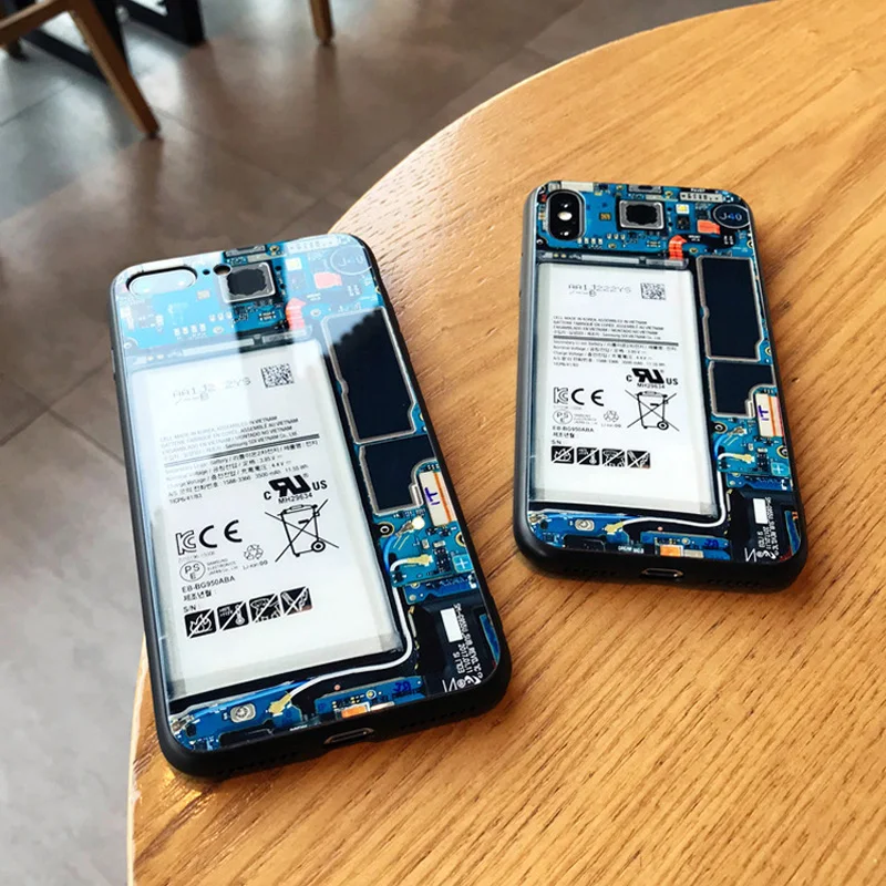 Чехол из закаленного стекла для телефона iPhone XS MAX XR X чехол в форме задней печатной