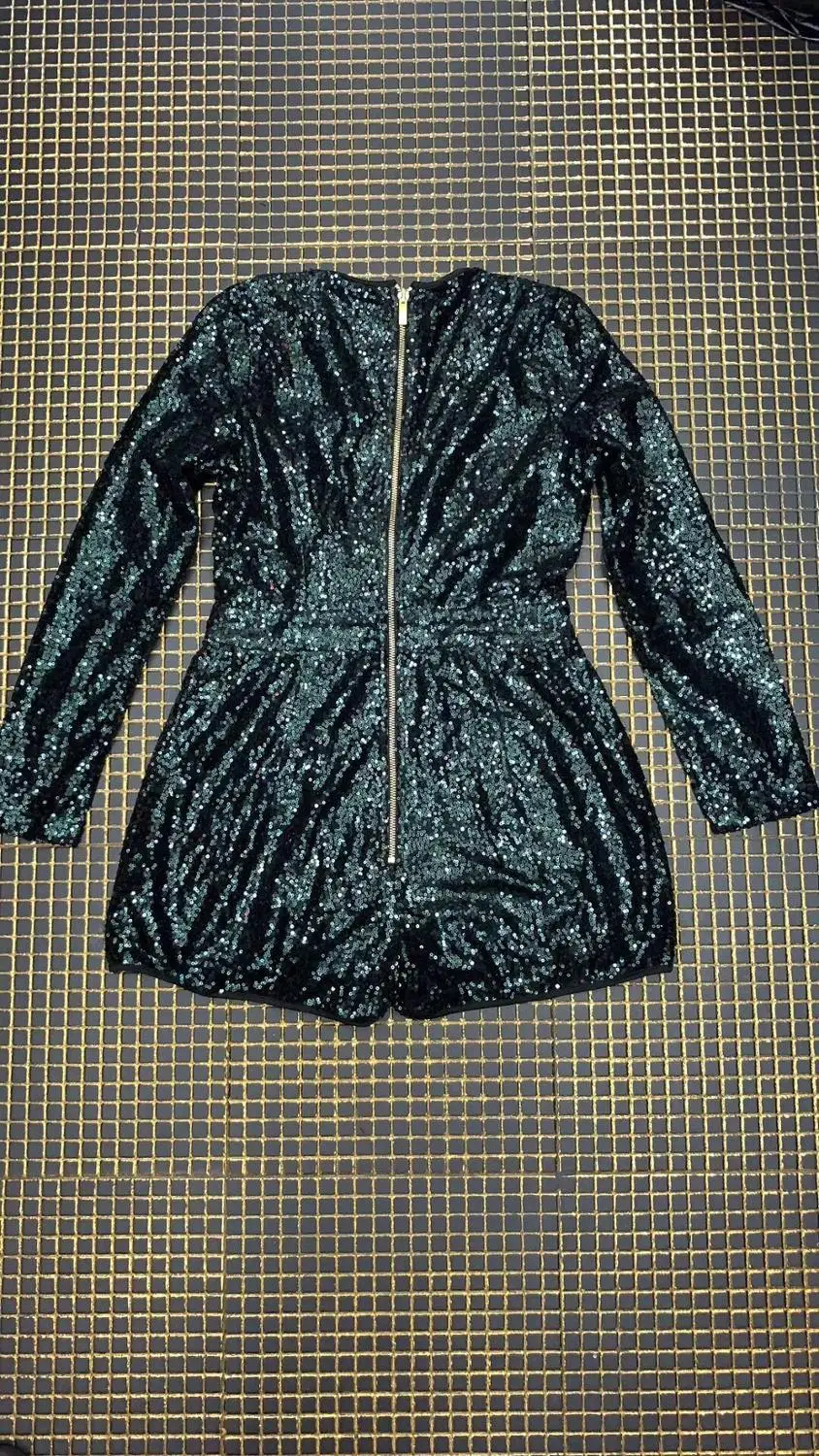 Женский комбинезон с длинным рукавом и v образным вырезом вечерние комбинезоны