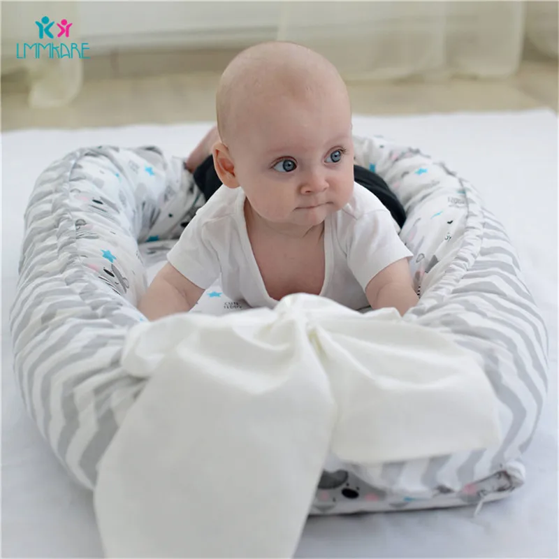 Newborn Baby Nest Bed Crib 100% Cotton Portable Removable Washable baby Bionic Bed Cartoon Travel Bed with Bumper for Newborn