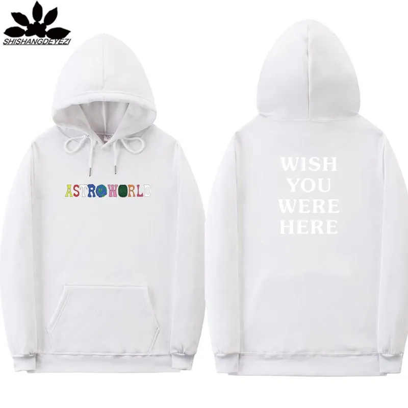 white XMS68 Astroworld Толстовки Черный Розовый цвет, хаки orange белый серый Трэвис Скотт Astroworld WISH YOU WERE HERE мужские и женские Толстовка и толстовка - Цвет: white XMS68
