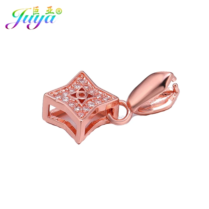 Rose Gold Juya DIY серьги, основные ювелирные изделия, ручная работа, зажим для байки, бусина с зажимом, колпачки, аксессуары для женщин, кристалл, агат, изготовление ювелирных изделий - Цвет: Rose Gold