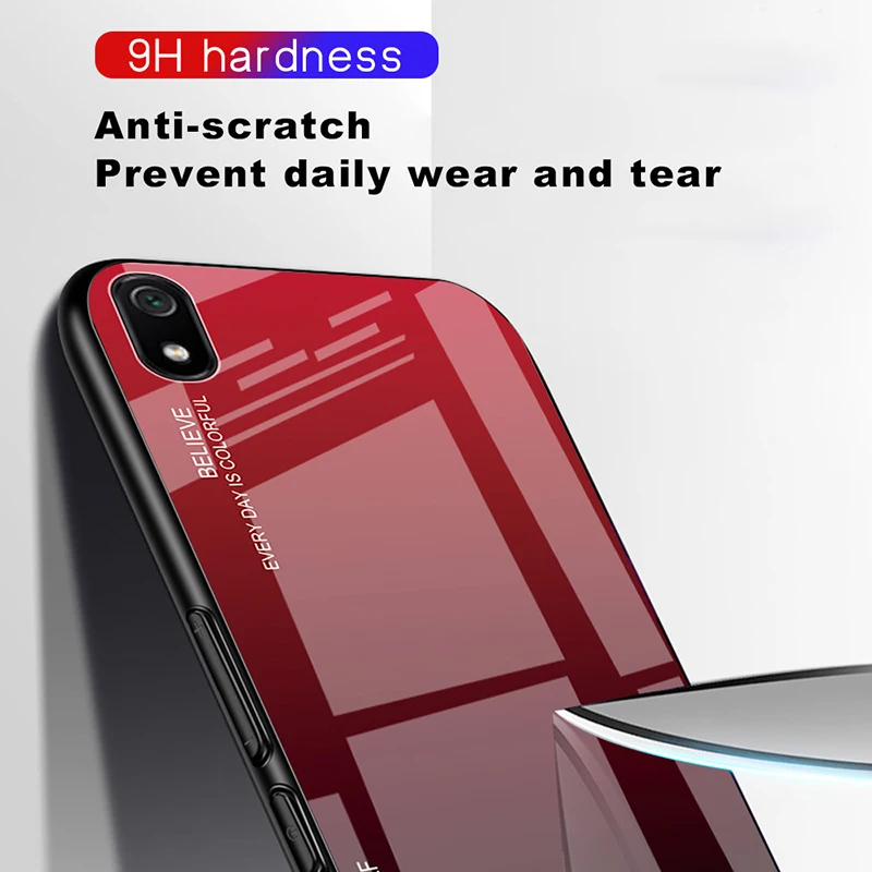 Hacrin чехол для Xiaomi Redmi 7 силиконовый градиент закаленное стекло Жесткий Чехол 7a