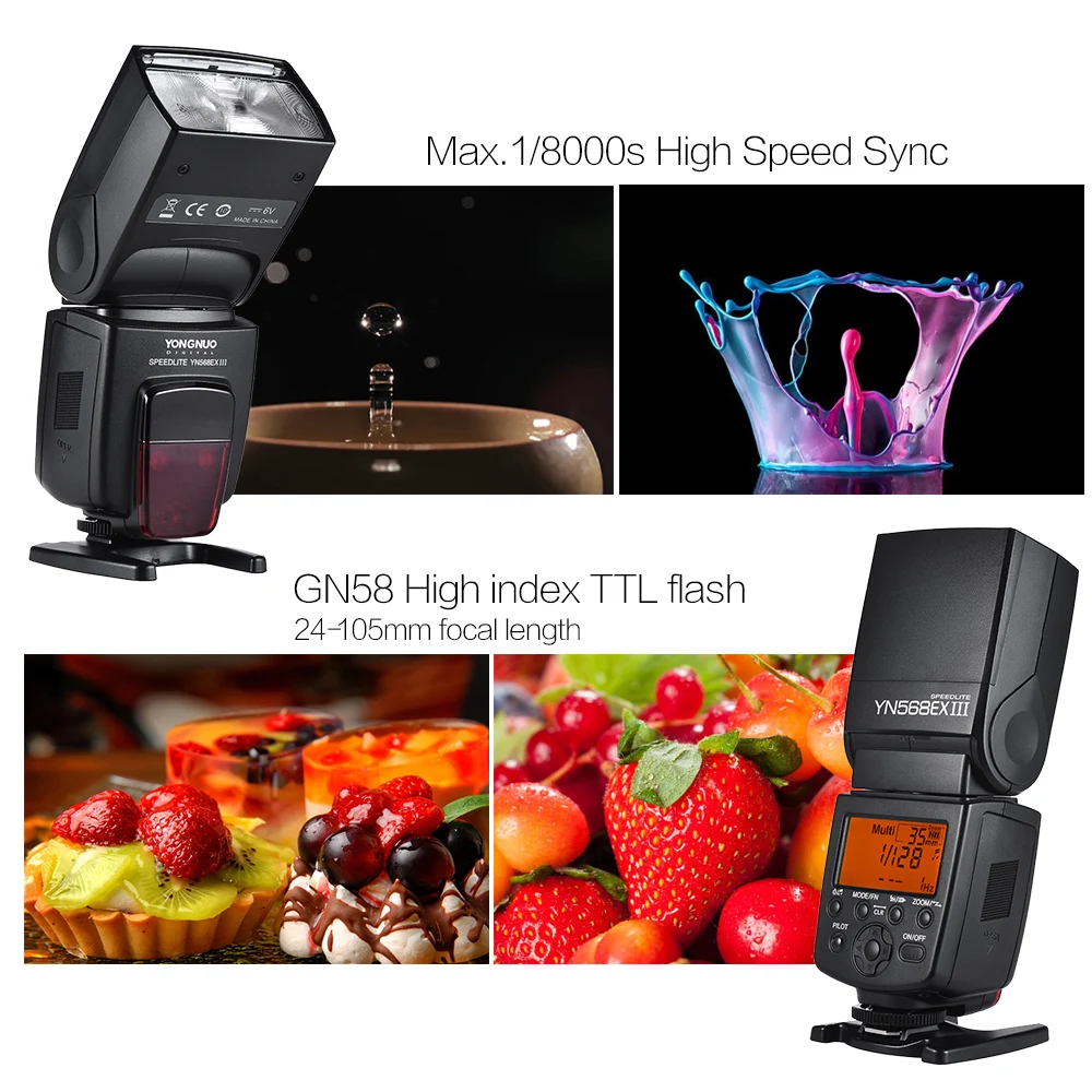Беспроводная вспышка YONGNUO YN568EX III TTL HSS для Canon 1100d 650d 600d 700d Nikon D800 D750 D7100 D5200 D3100 |