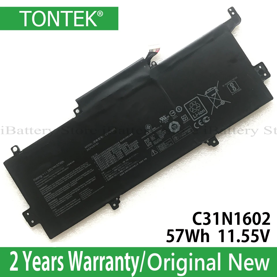 Оригинальный аккумулятор TONTEK C31N1602 для Asus Zenbook UX330 UX330UA UX330U с разъемом на 1 5 10