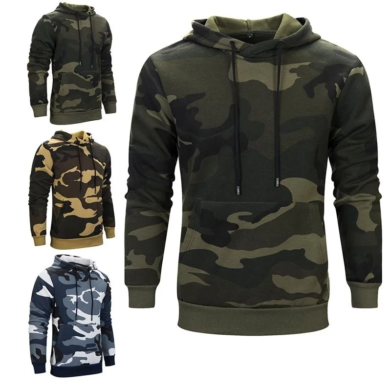 Мужская толстовка Camoflage, толстовка с капюшоном, военный Камуфляжный пуловер, модные плотные толстовки, облегающая флисовая Спортивная толстовка с капюшоном для мужчин