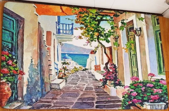 CAMMITEVER сине белый городской моющийся коврик SIDI BOU|mat mat|blue bedroom rugsrug white |