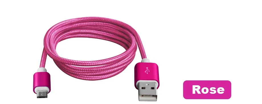 Micro USB кабель, нейлоновый плетеный провод, металлический штекер, синхронизация данных, зарядный кабель для samsung, Xiaomi, huawei, htc