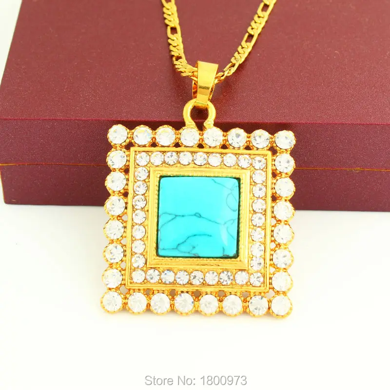 Новое ожерелье с подвеской из эфиопского золота и синего камня ювелирные изделия