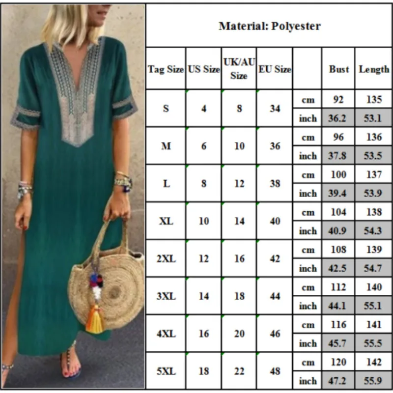 Women Summer Boho Beach Style Long Dress Robe Floral Print Casual Loose Party Sundress | Женская одежда