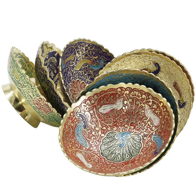 Buddha Compote Bowl Tibetan Buddhist Supplies Brass Bowl Metal Fruit Tray Plate Dish Disc Buddhist Temple Decoration 1pc