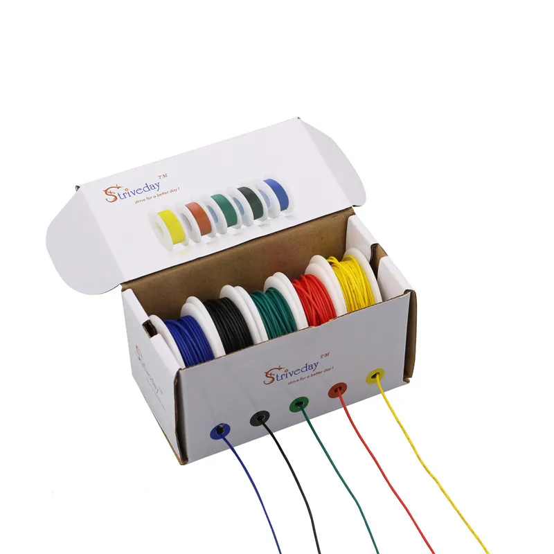 UL 1007 30awg 50 м/коробка кабель провода 5 цветов многожильные провода микс комплект электрическая линия авиакомпания Медь PCB провода DIY