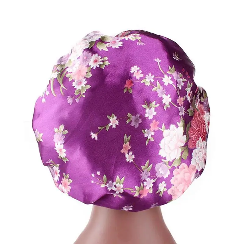 

1PC Women Wide Band Satin Bonnet Cap Comfortable Night Sleep Cap Ladies Soft Long Hair Care Bonnet Headwrap