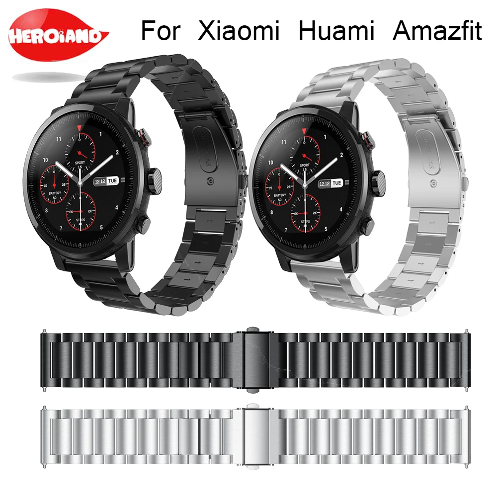 Ремешок из нержавеющей стали для оригинального Xiaomi Huami Amazfit Stratos 2 2th pace 22 мм