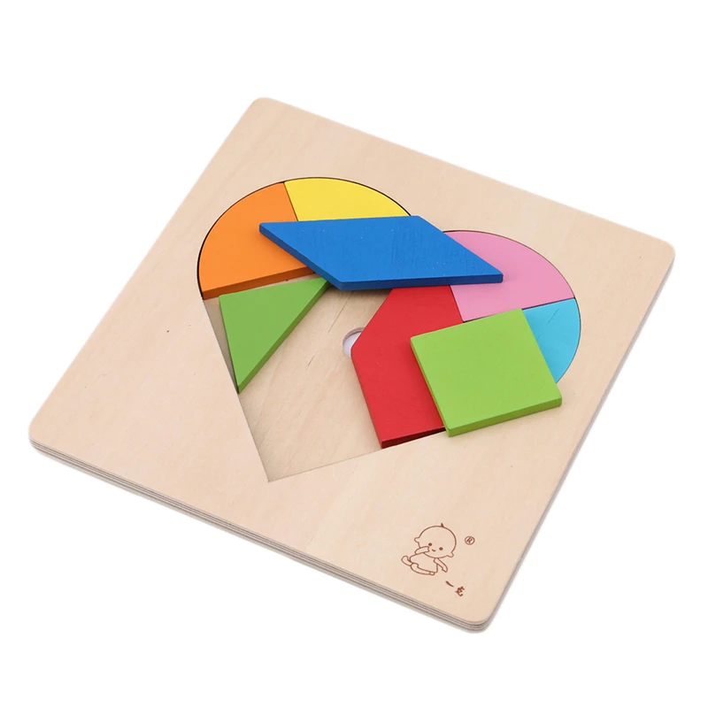 Wooden Puzzle for Children Kids Geometric Square Board Intelligence Puzzle Kids Wooden Learning Educational Toys Jigsaw