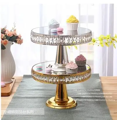 

31cm*20cm Silver Plated Senior Cake Pan Crystal Cake Stand Crystal Mirror Cake wedding cake decorating stand DGP011