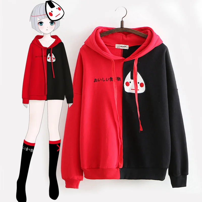 Mori Girl/Милая толстовка с вышитой головой кота и надписью Лоскутные Топы Harajuku