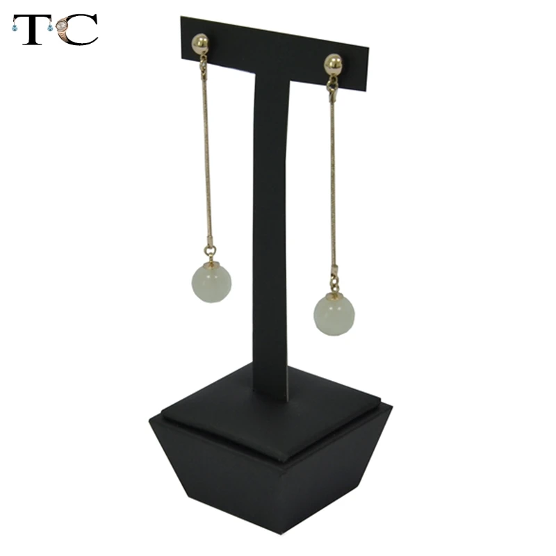 

Stainless Steel Jewelry Display Window Showcases 52*38*22.5cm Black PU Leather Necklace Ring Holder Jewellery Display Stand