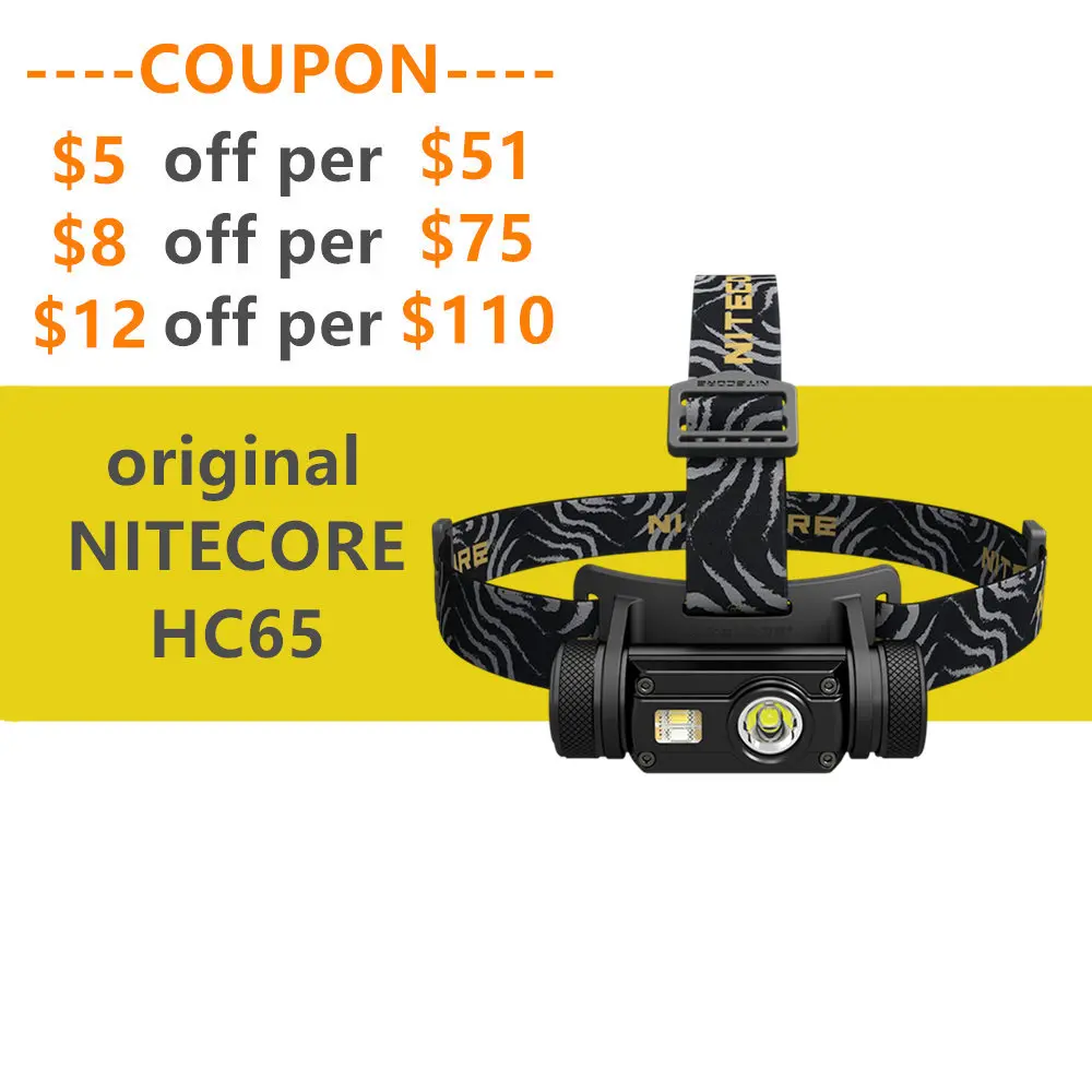 NITECORE HC65 налобный фонарь с перезаряжаемой батареей 3400 мА · ч тройной выход