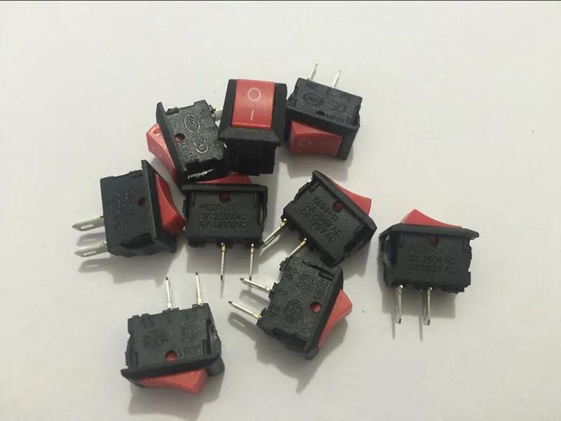 10 шт. AC 250V 3A 125V 6A 2 Pin ВКЛ/ВЫКЛ I/O SPST оснастка в мини лодке кулисный переключатель 10*15