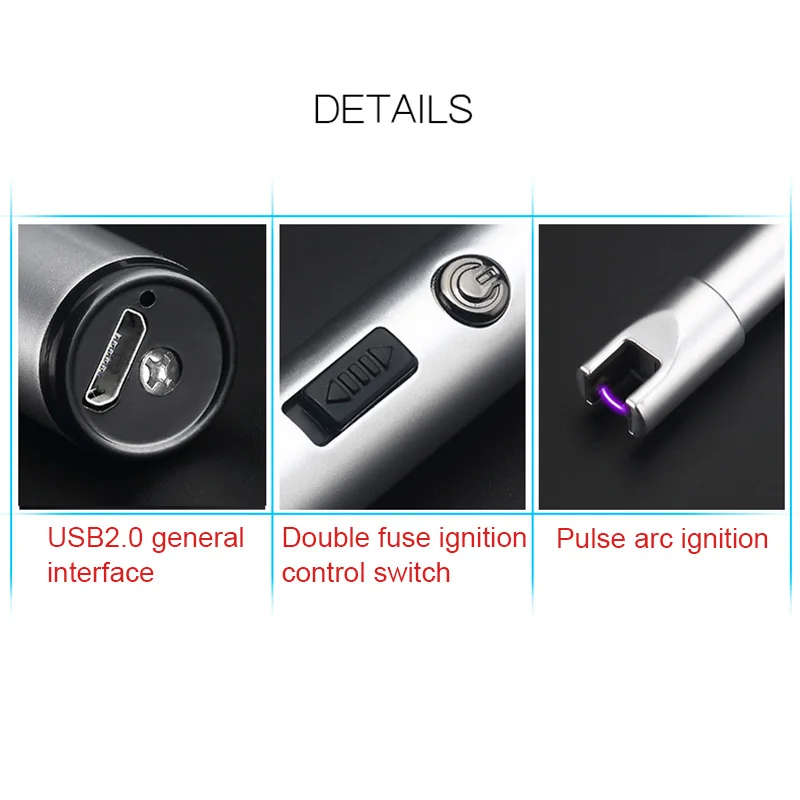 Высокое качество USB перезаряжаемая дуговая Зажигалка для свечей с двойным