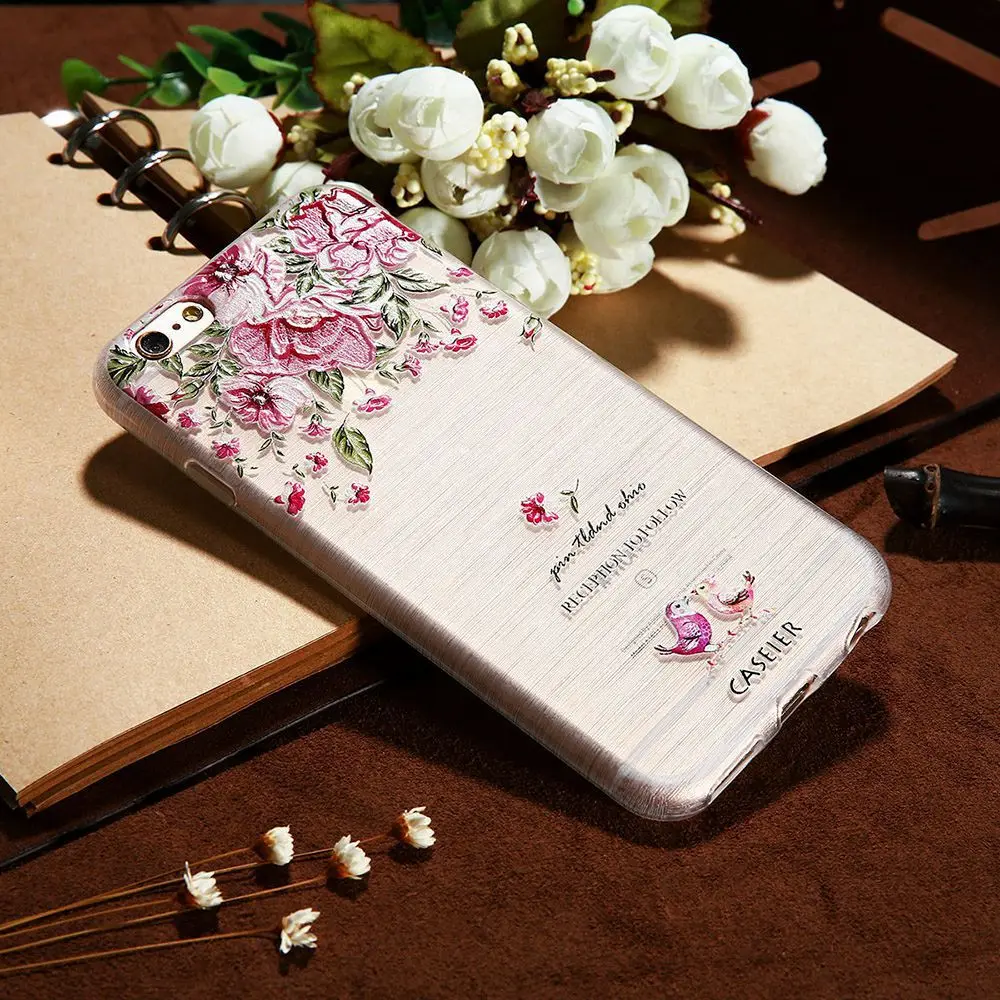 Чехол CASEIER с 3D-принтом для iPhone 7 5 Plus 6 6s чехол из ТПУ рельефным цветком чехлы