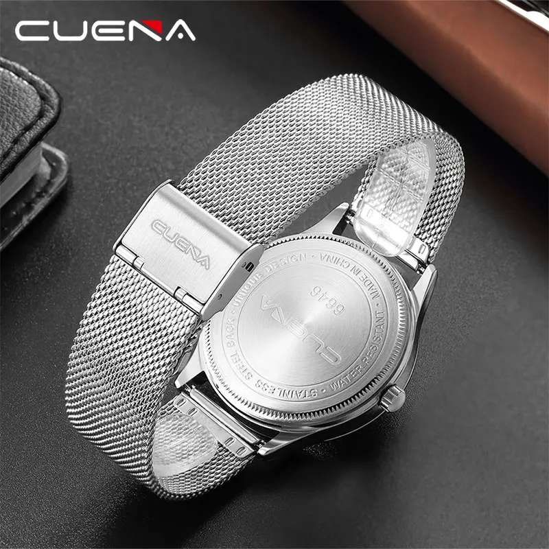 CUENA Quartz Watch 30M Waterproof Fashion Luxury Men's Wrist Top Band Casual Stainless Steel Watches Relogio Masculino | Наручные
