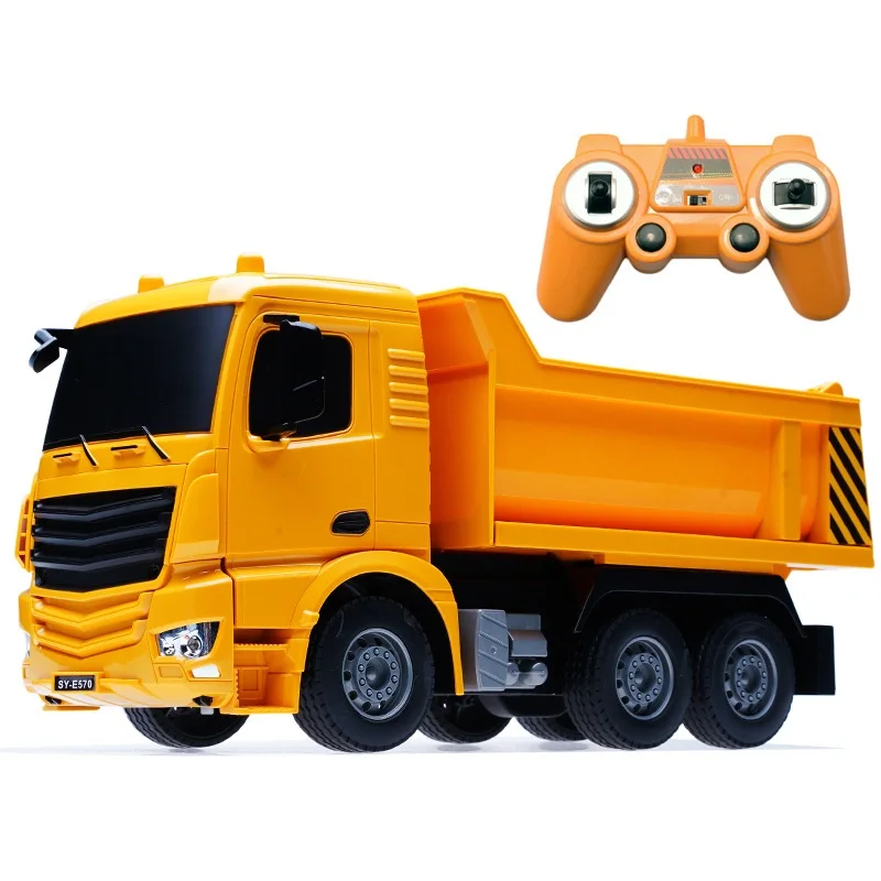 

Hot Boy Gift Dumper Tilting Cart RC Truck 1:26 30 Mins Radio Control Tip Lorry One Key Auto Lift Engineering Container Vehicle