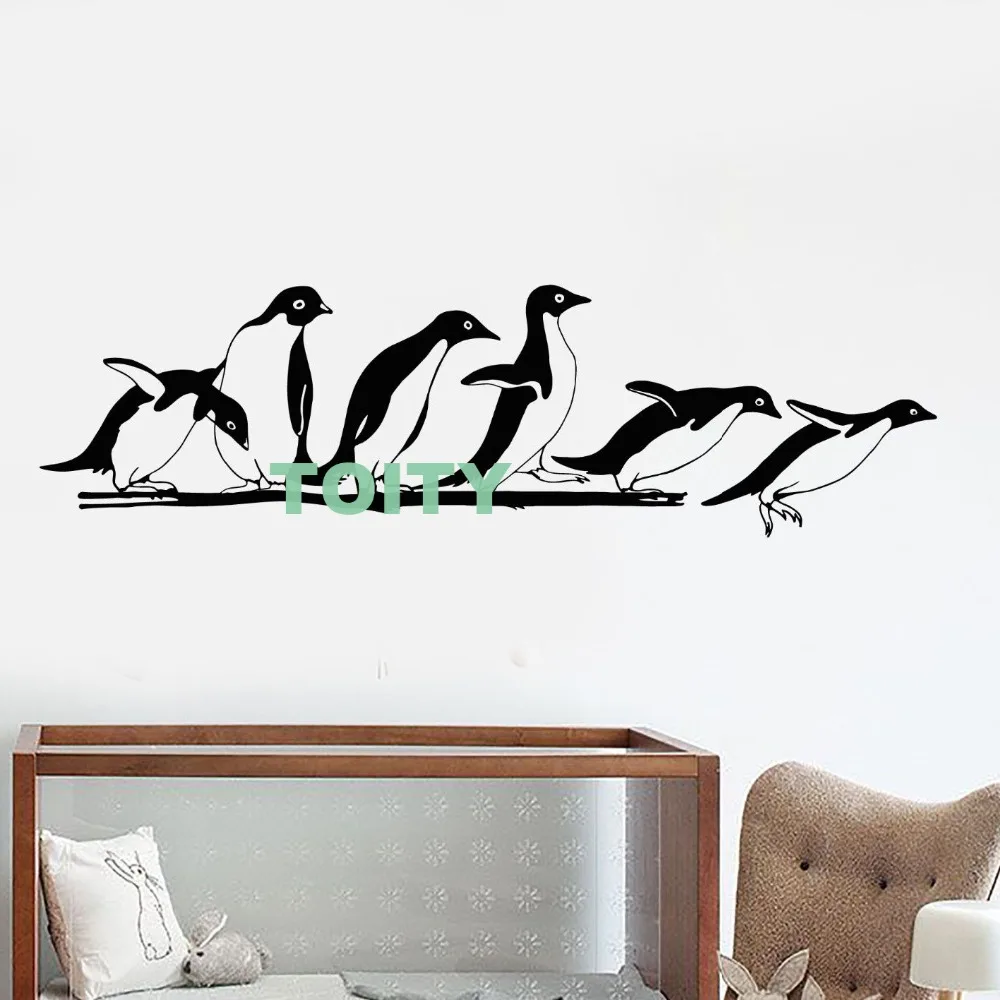 Виниловые наклейки на стены Антарктида Животные Пингвины Зоопарк Детские Декор