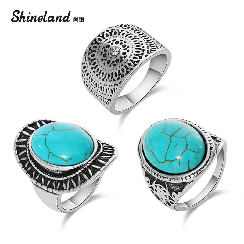 ShinelanVintage набор колец в стиле панк модные дизайнерские античные серебряные цвета