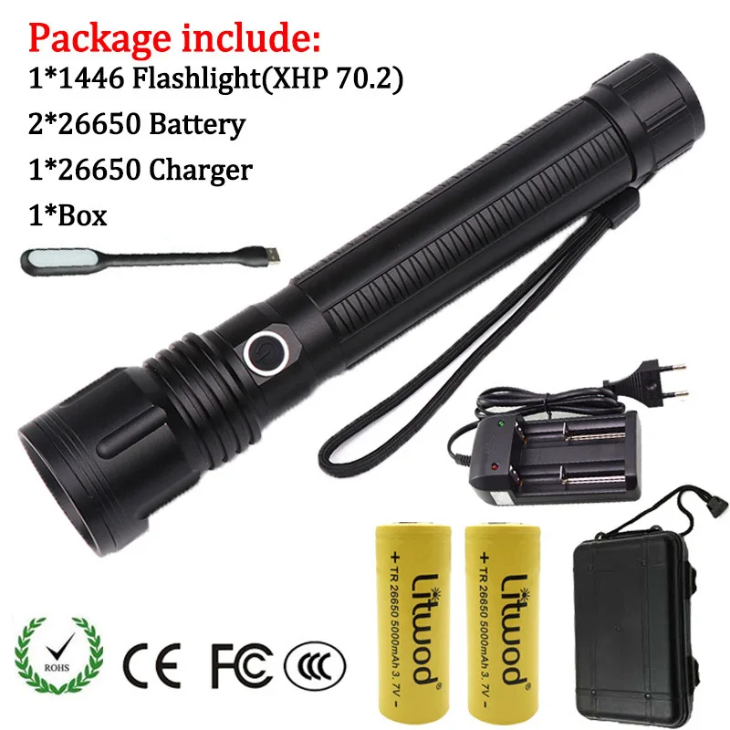 Option 9 Litwod Z351446 светодиодный вспышка светильник CREE XHP70.2& XHP50 высокий мощный 50000LM тактический Водонепроницаемый фонарь светильник 18650& 26650 Фонари - Испускаемый цвет: Option 9