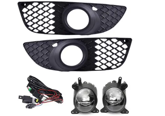 full set fog light CAPQX для Mitsubishi Lancer EVO 2008-2012 передний бампер противотуманный светильник решетка крышка противотуманная фара рамка с жгутом - Цвет: full set fog light