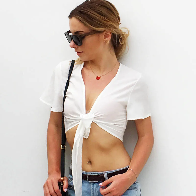 Vichy sexy Chiffon new beach riverdale Deep V neck T-shirt women UK top tees vintage print kawaii clothing RV0160 | Женская одежда