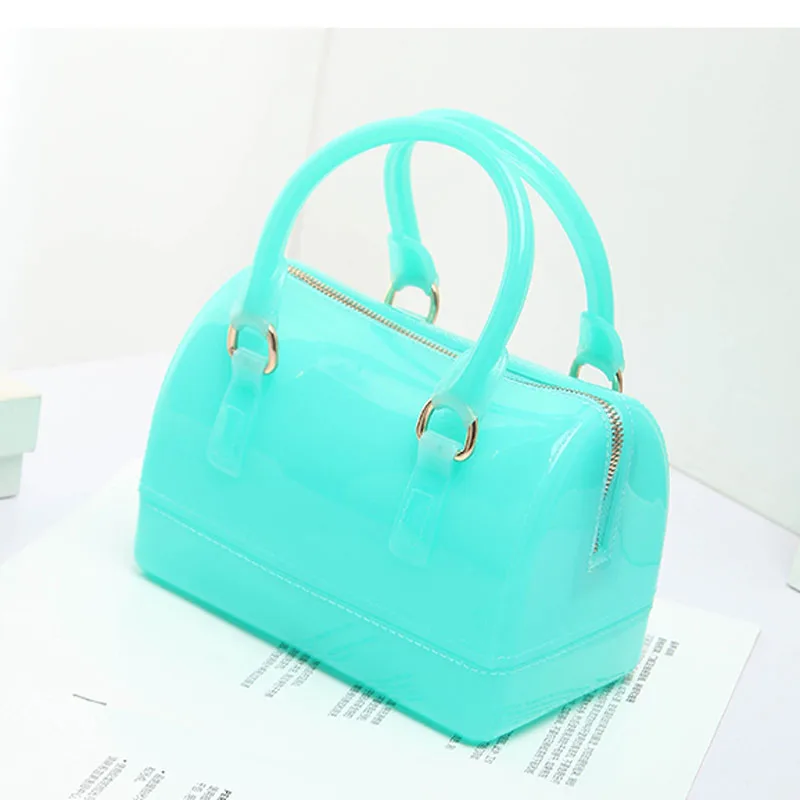 Peacock green JELLYOOY маленький размер 18 см ПВХ Мини Женская Желейная сумка детская подушка сумка на плечо карамельный цвет Силиконовая Сумка-тоут пляжная сумка-мессенджер - Цвет: Peacock green