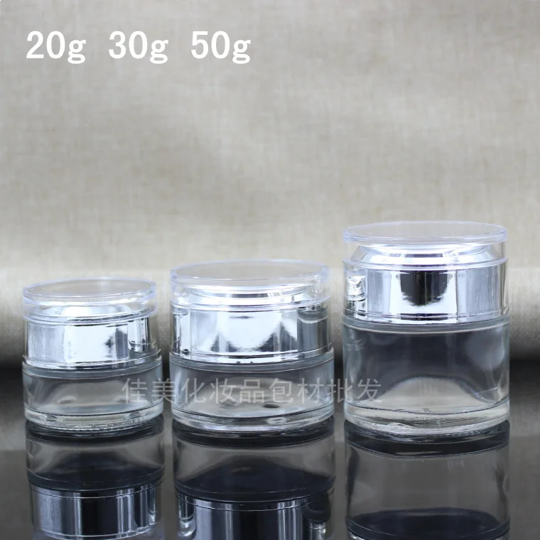 Серебристая прозрачная пустая косметическая бутылка для крема акриловая