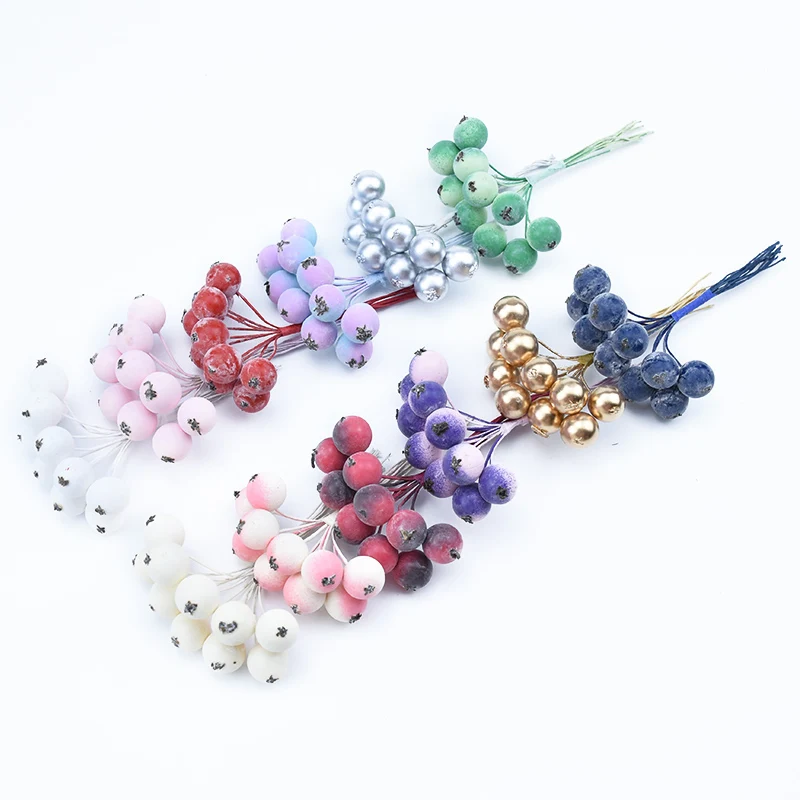 10pcs Christmas decorative flowers wreaths Handmade home decor accessories scrapbooking Cherry diy gifts box artificial plants