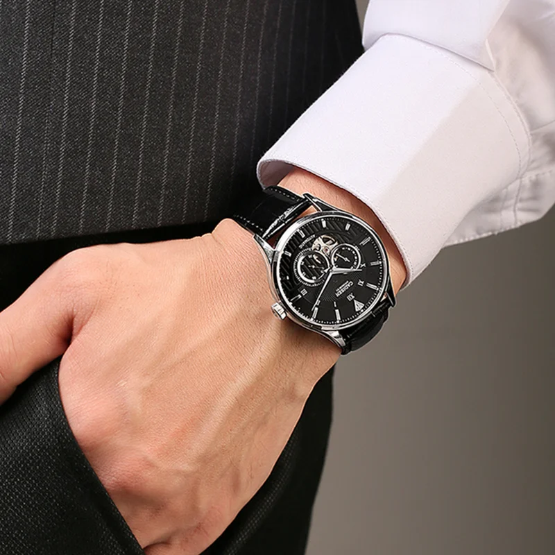 CADISEN топ мужские часы модные роскошные простые бизнес сапфировое стекло