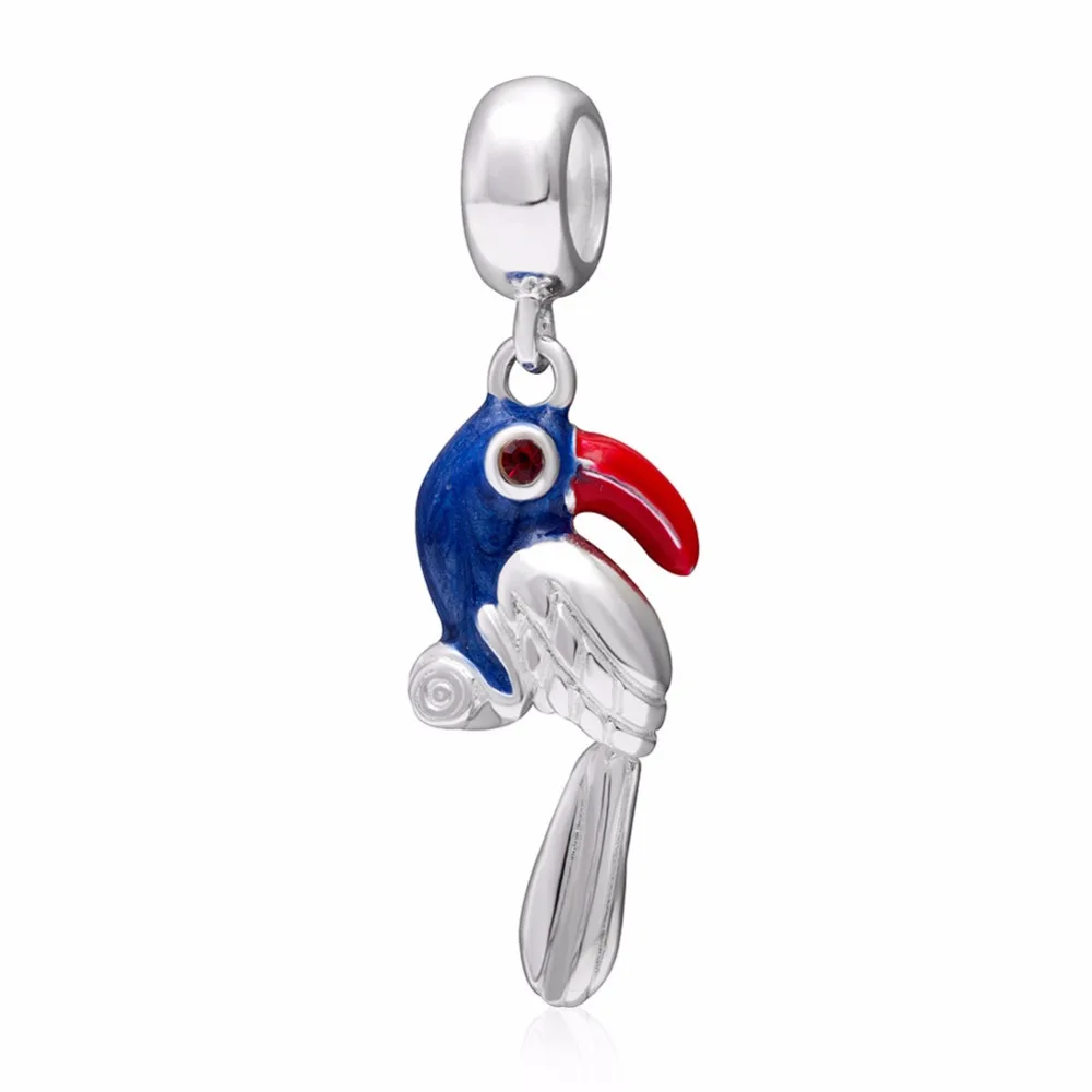 Soulbead для Pandora, подвески, серебро, 925,, пара, птицы, любовь, бусины, фламинго, Тропический попугай, подвеска, Шарм