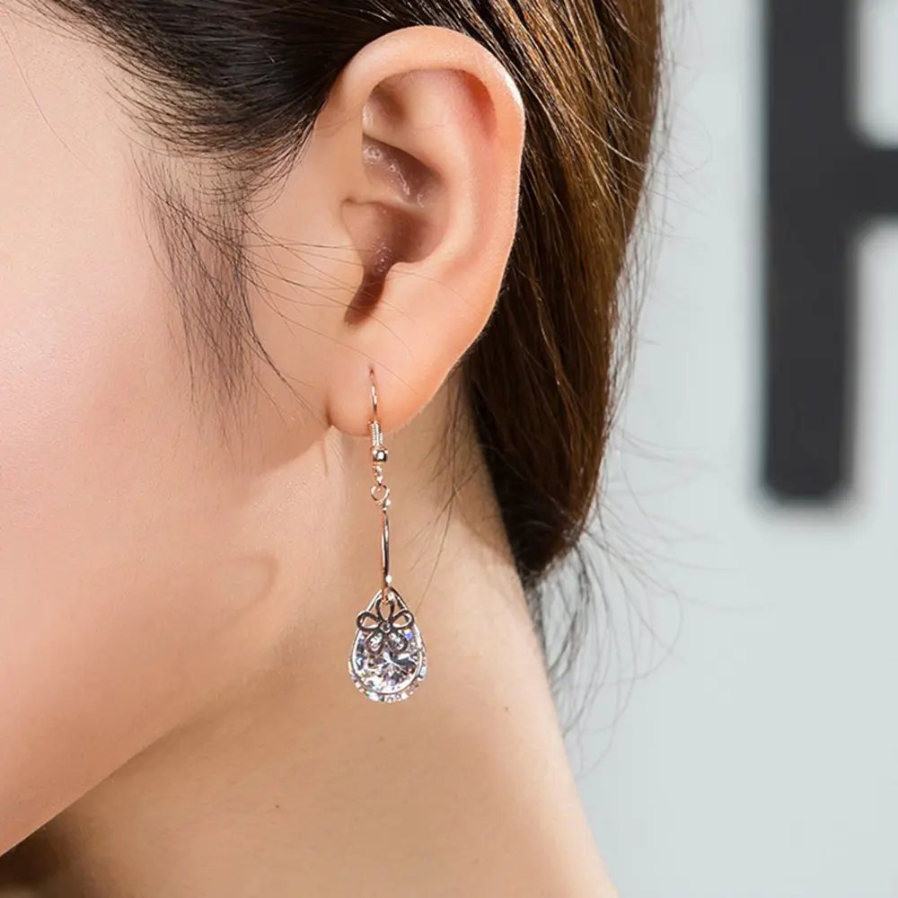 Новые висячие серьги золотого цвета с кубическим цирконием модный дизайн