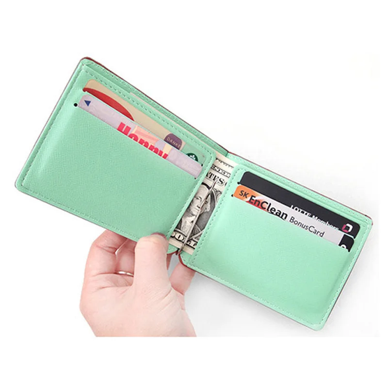 Горячая Распродажа мини женский кожаный кошелек с зажимом для денег Женский