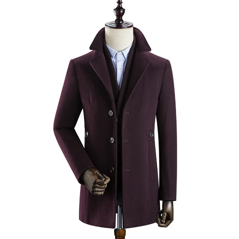 

2019 Men's fashion thicken trench coat jacket men high quality casual trench coat Business Classics jackets wool men windbreak