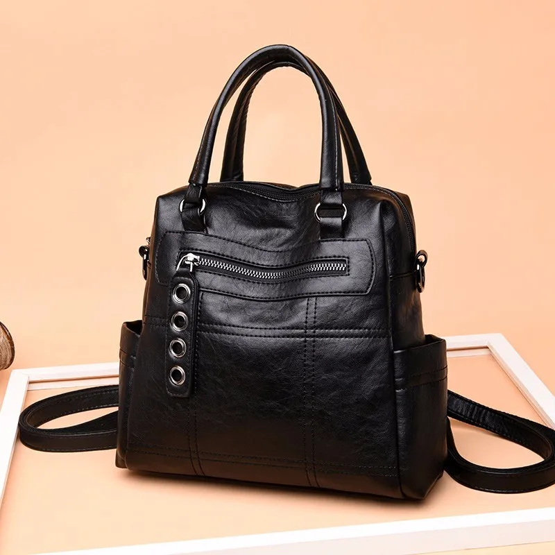 Женский кожаный многофункциональный рюкзак, высокое качество, Mochila Feminina, женский рюкзак, винтажный рюкзак для путешествий, Женский Повседневный Рюкзак