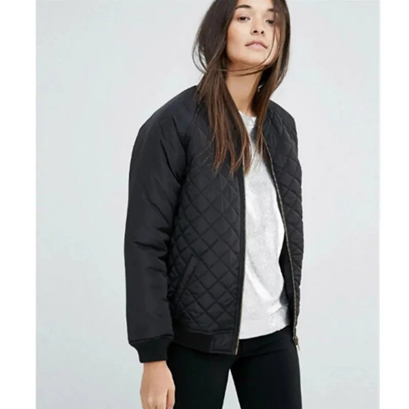 2016 Харадзюку Argyle клетчатая стеганая куртка пилота женское винтажное пальто