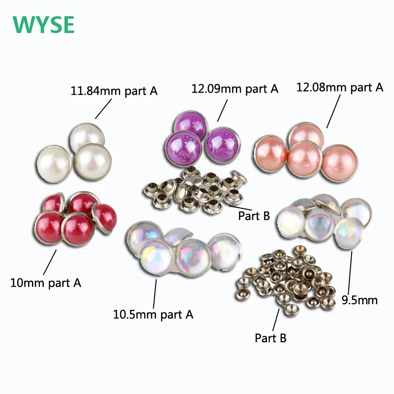 Металлические латунные заклепки 10 комплектов цветные розовые детали с жемчужным