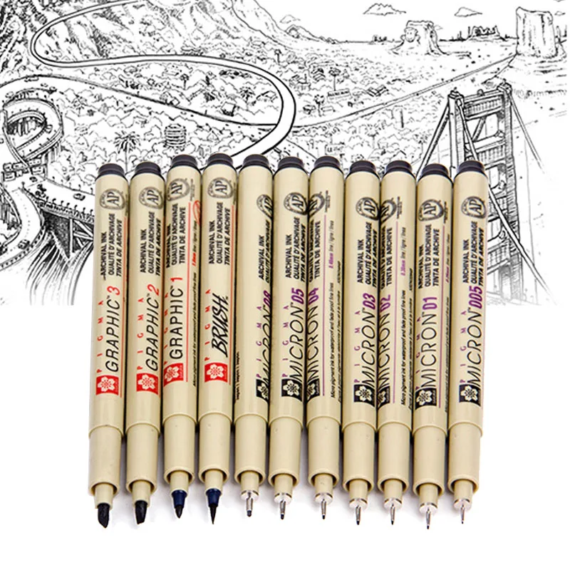 Маркеры Ручка Pigma micron игла мягкая кисть для рисования водостойкая ручка 005 01 02 03 04