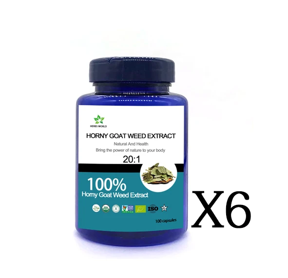 6 bottle 600pcs Epimedium Icariin экстракт роговой козы 20:1 - Цвет: 6 bottle 600pcs
