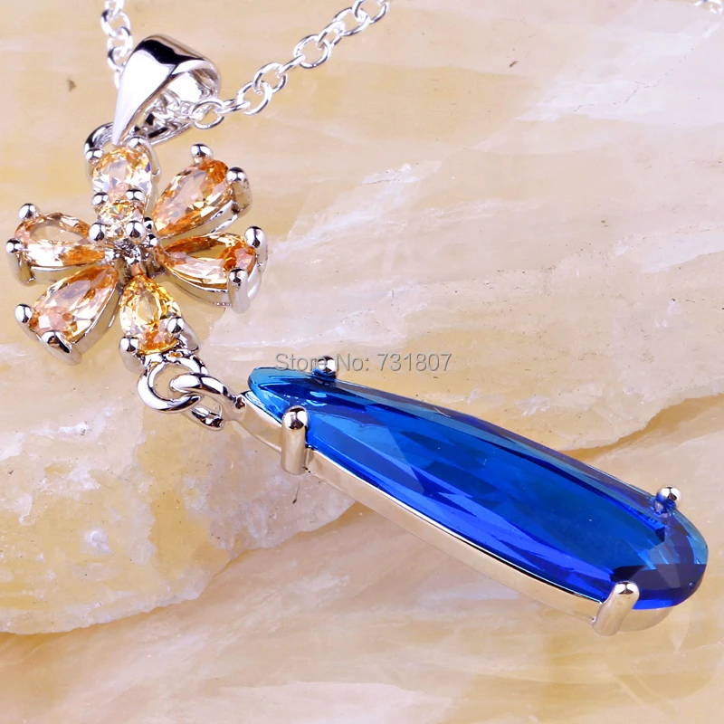 JROSE оптовая продажа ожерелье с подвеской голубого и серебряного цвета