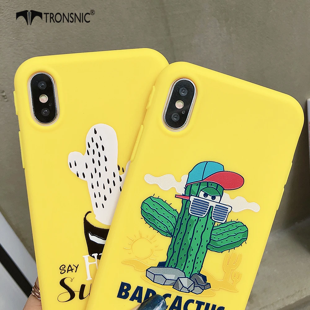 Чехол Tronsnic С КАКТУСОМ для телефона iPhone X матовый чехол с желтым растительным