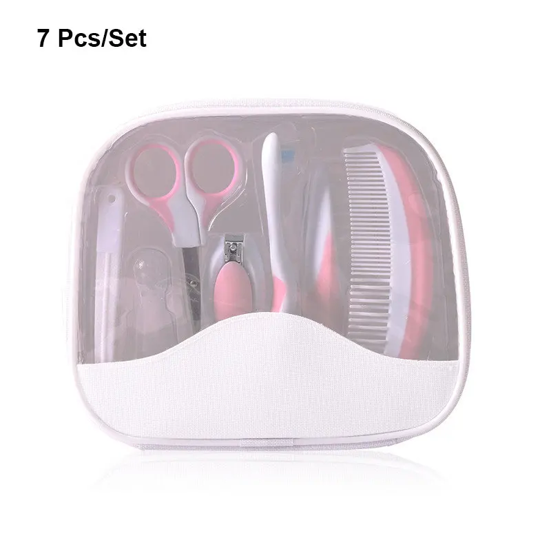 Pink 7pcs 7 шт./компл. Профессиональная Детская медицинская расческа гребешок для ногтей Эмери расческа для волос инструмент для ухода за ребенком маникюрный набор для новорожденных обеспечение безопасности - Цвет: Pink 7pcs